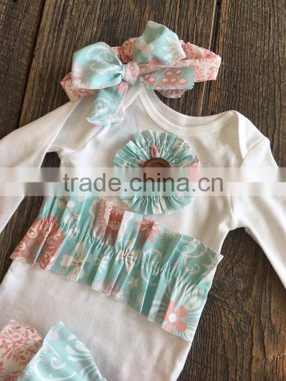 Factory Wholesale Cotton Baby Girl Ruffle ruffled Set Outfits With Hood
