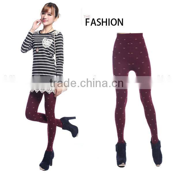 The winter bowknot jacquard velvet and thicken big yards leggings