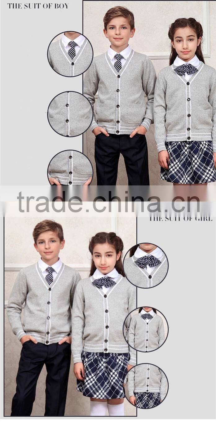 Hot sales grey cardigan children school uniform