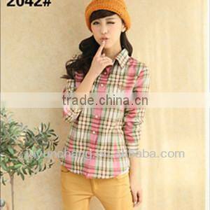 womens plain lined plaid flannel shirt