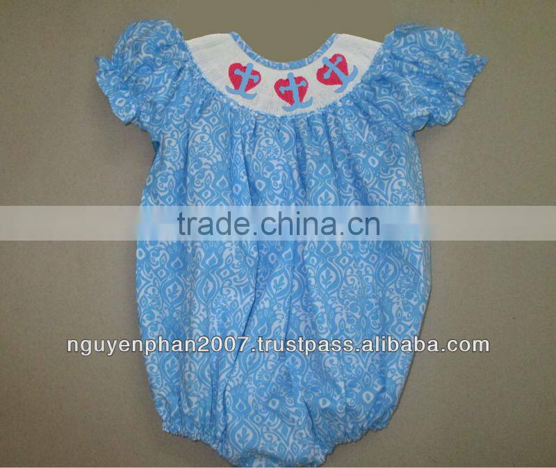 Damask Valentine smocked bubble for baby girls Spring 2014