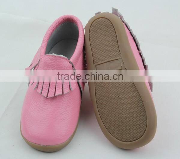 Wholesale durable fashion hard sole toddler baby handmade leather shoes