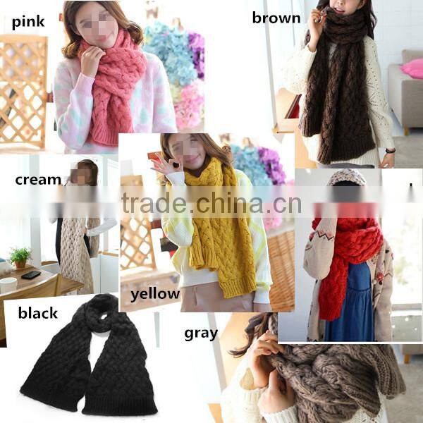 Autumn and winter wear korean style mohair warm long style solid fashion knit lovely scarf girl hijab scarf