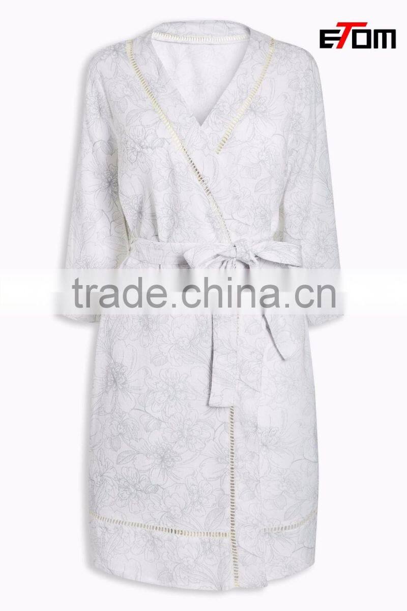 waffle Steam bath type high-grade men and women printing long robe bathrobe bath foot bath dress sauna robe 0810