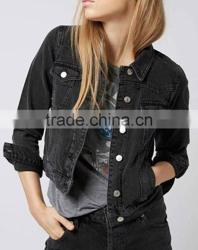 Runwaylover EY1034C Washed denim bomber women jeans jacket with custom service