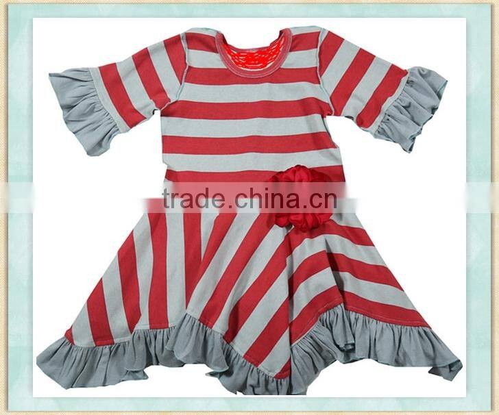 girls' dress 2017 new fashion baby short sleeve red flower peplum short dress boutique girl clothing