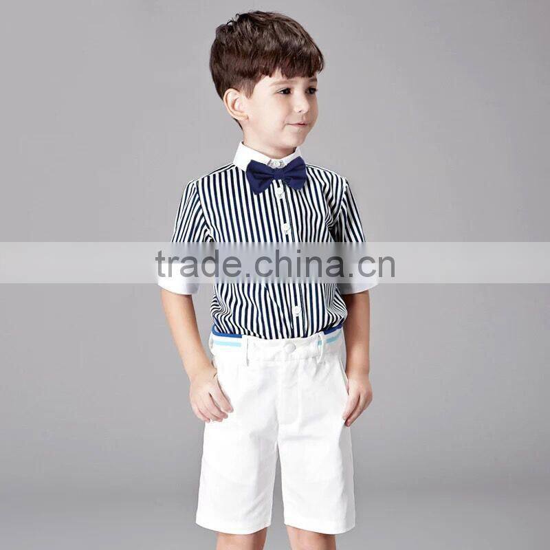 New Summer Boys Formal Clothing Set 3Pcs Boy Suit Include Tie Stripe Shirts And Shorts Fancy Children Wear B-NB-CS905-25