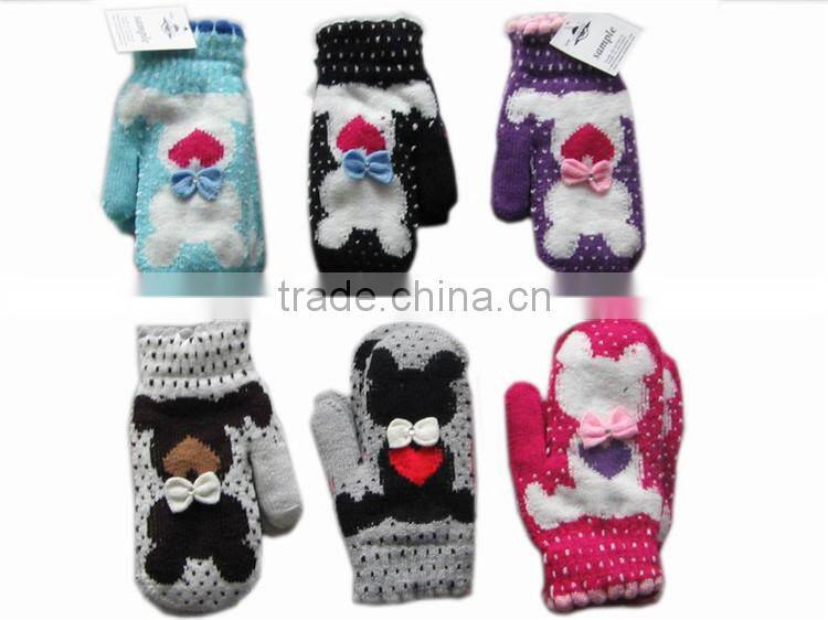 Wholesales custom Winter Warm Thick Knitted winter gloves kids