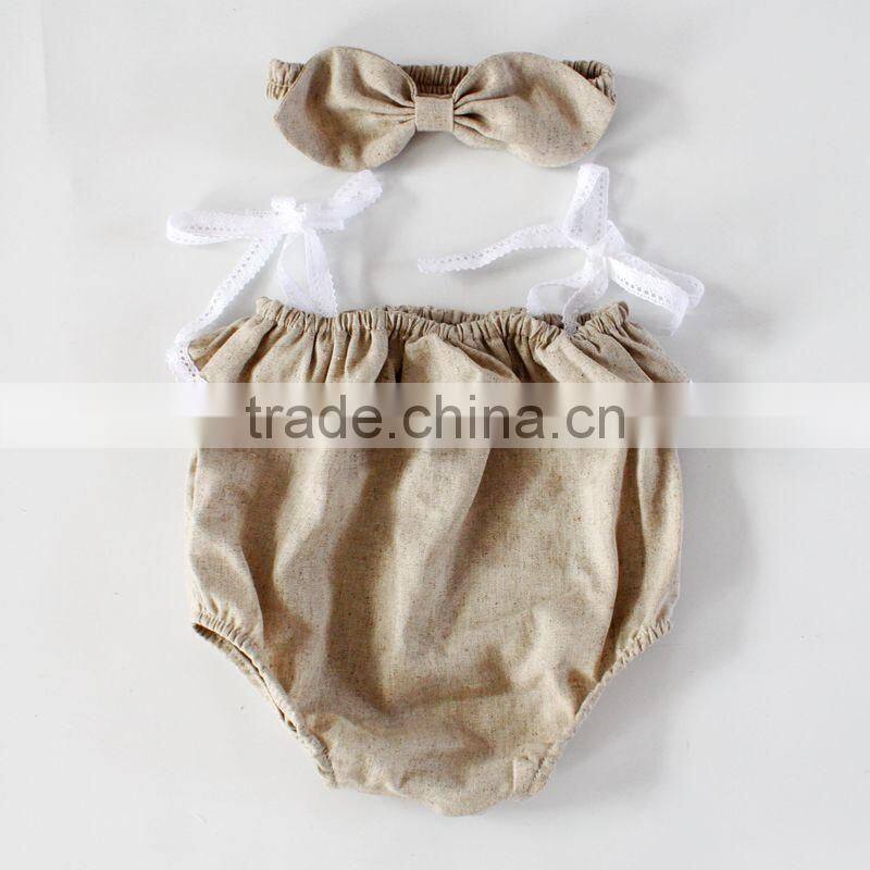 Off Shoulder Blank Romper Baby Newborn Linen Clothes M7061303