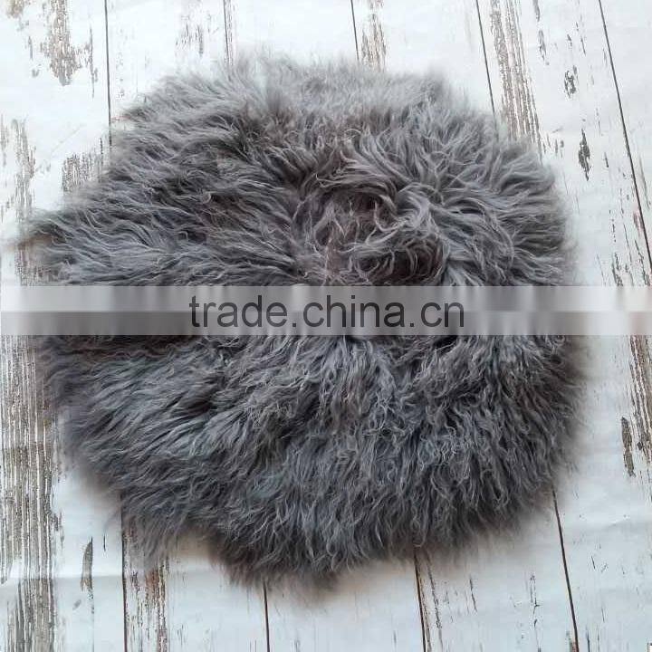 Curly round fur blanket Newborn ruffle wool layer backdrop Baby basket stuffer chunky blanket background Baby nest filler
