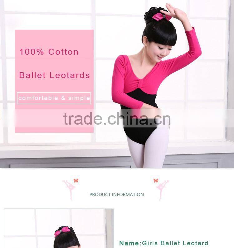 Wholesale Kids Girls Training Dance Costumes 100% Cotton Gymnastics Leotards