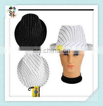 Cheap 20s Party White Black Striped Mens Gangster Fedora Hats HPC-0252