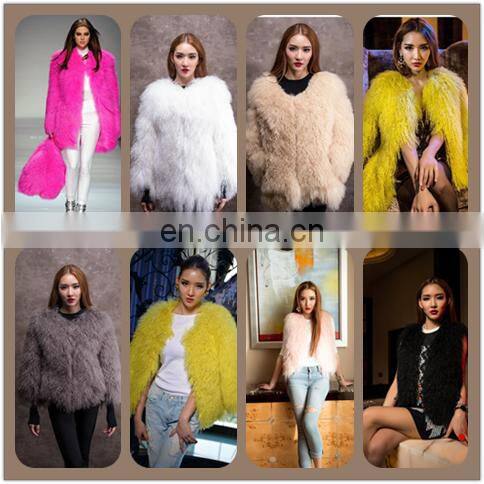 Long hair tibet Mongolian Lamb Fur Scarf red shawl for women