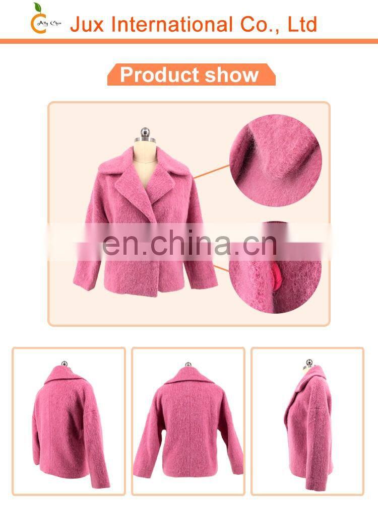 HOT style PU Leather wool fabric for cashmere girl's overcoat