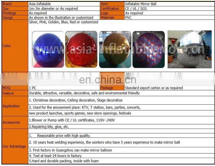 New Design Inflatable Mirror Balloon for Party Event Decoraction, Mirror Surface Reflective Ball