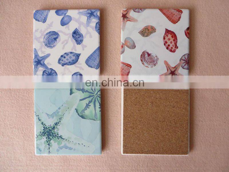 DIY sublimation ceramic serving set coaster, cork coaster backing