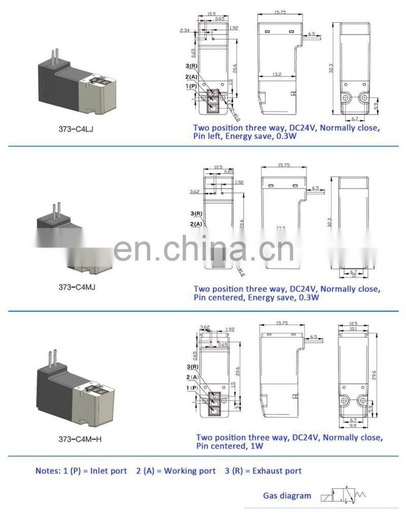 Two position two way scientific process miniature electric air double solenoid valve