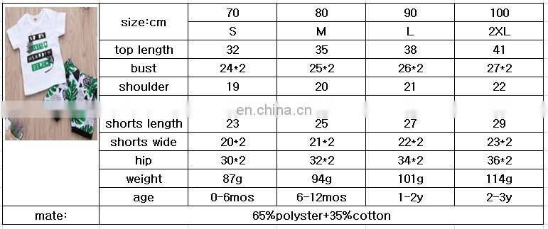 2019 Summer boys beach Clothing Sets kids letter white tshirt top & flower print shorts 2pc set