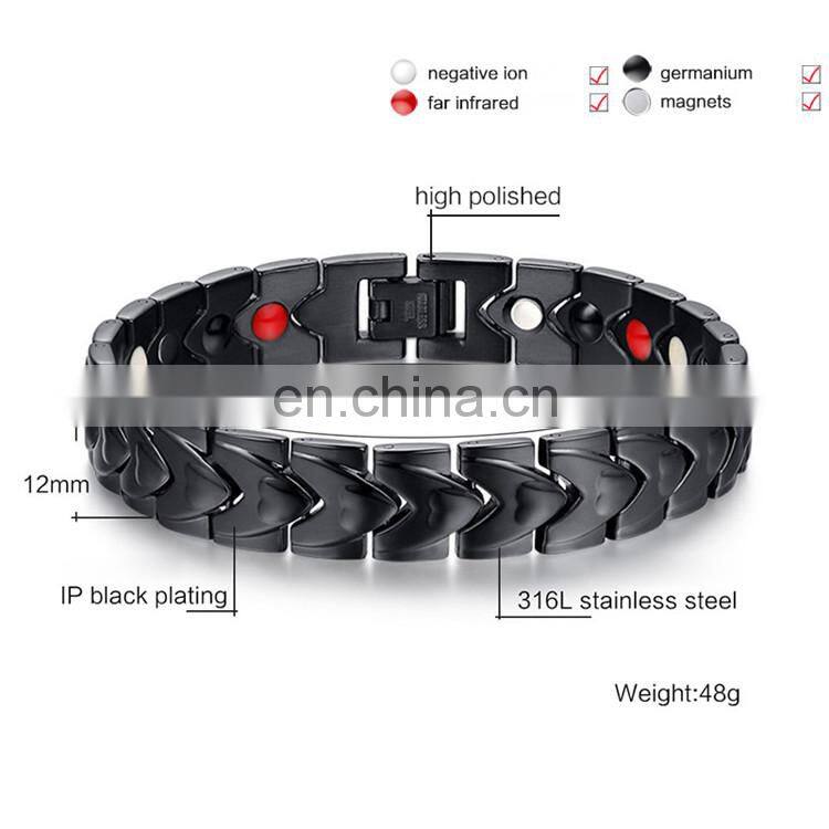 Heart shaped twisted healing 4 IN 1 Elements energy health bracelet magnetic