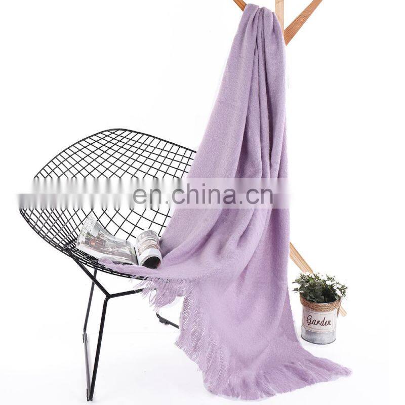 Wholesale Custom Soft Solid color Light Purple Throw Blanket For Sofa