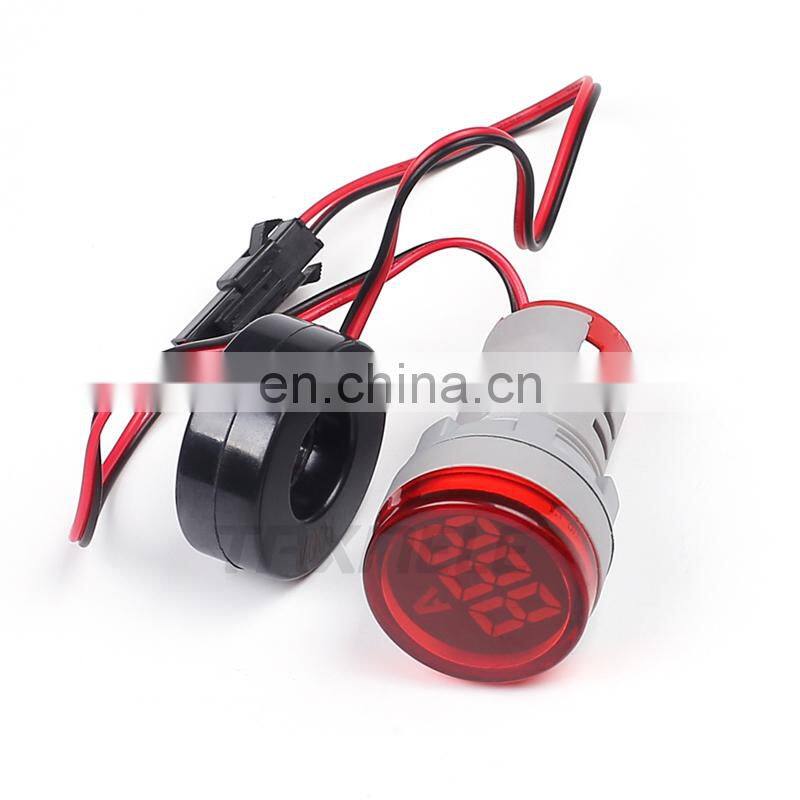 22mm Ampermeter AC220V 100A Digital Display Monitor Current Indicator Signal Light Ammeter Tester Measuring Ampere Meter