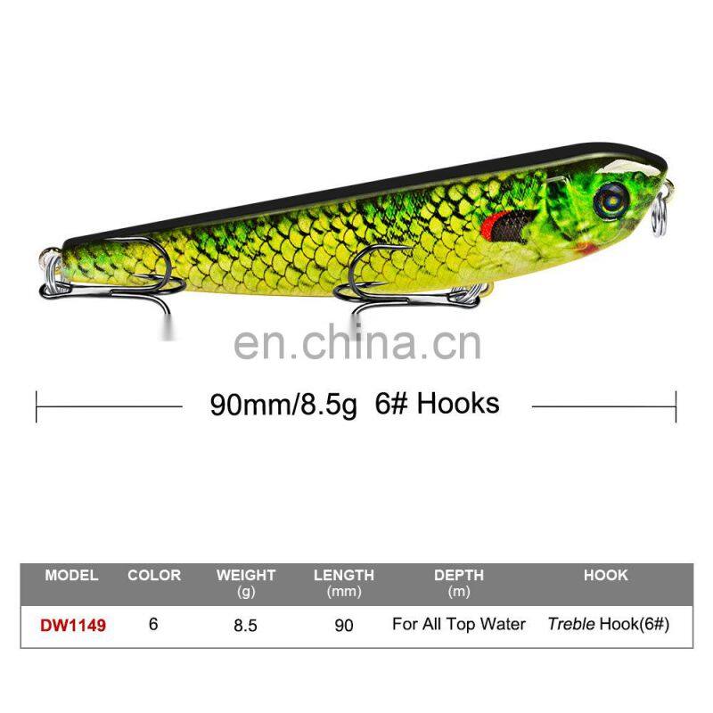 9CM Fishing Tackle Shop Pencil Luya Bait 8.5G Fake Bait 6# Black Nickel Hook