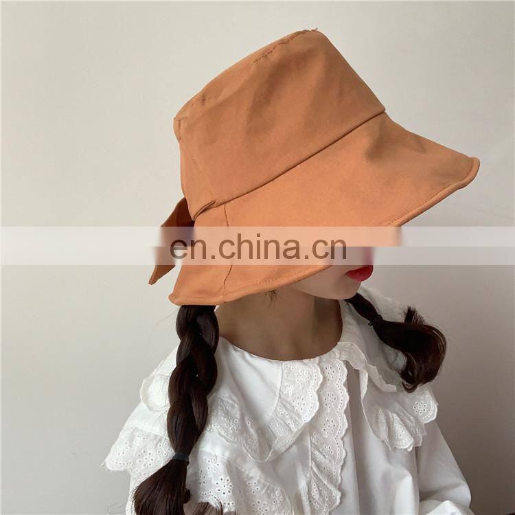 Customized fisherman hat spring and summer leisure sunshade soft foldable basin big bow sun hat