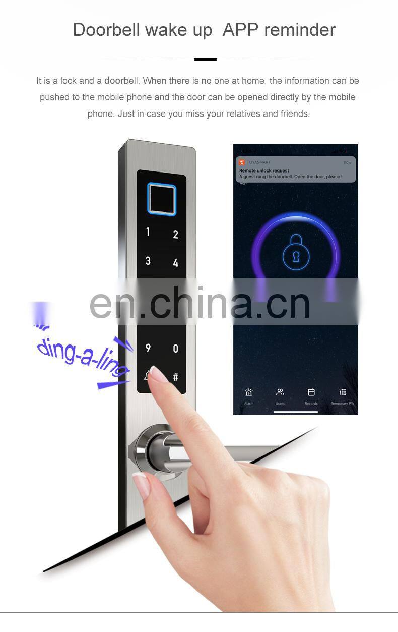 Tuya Smart Access Control Keyless Electronic Key Code Door Locks With APP And Code For Aluminum Frame Sliding Door with doorbell