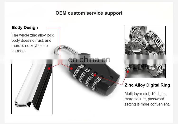 Durable Steel Shackle 4 Digit Resettable Password Combination Lock Safety Padlock