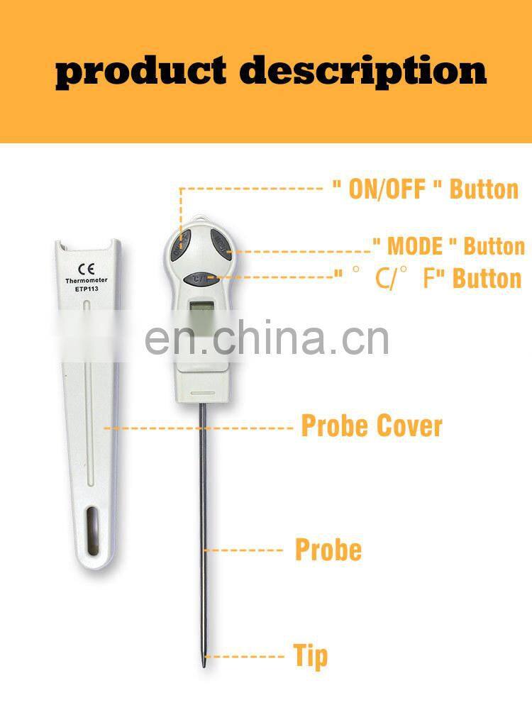 AllSun ETP113 Thermometer Handheld Digital BBQ Temperature Detector Contact Thermometer Kitchen Cook Tools