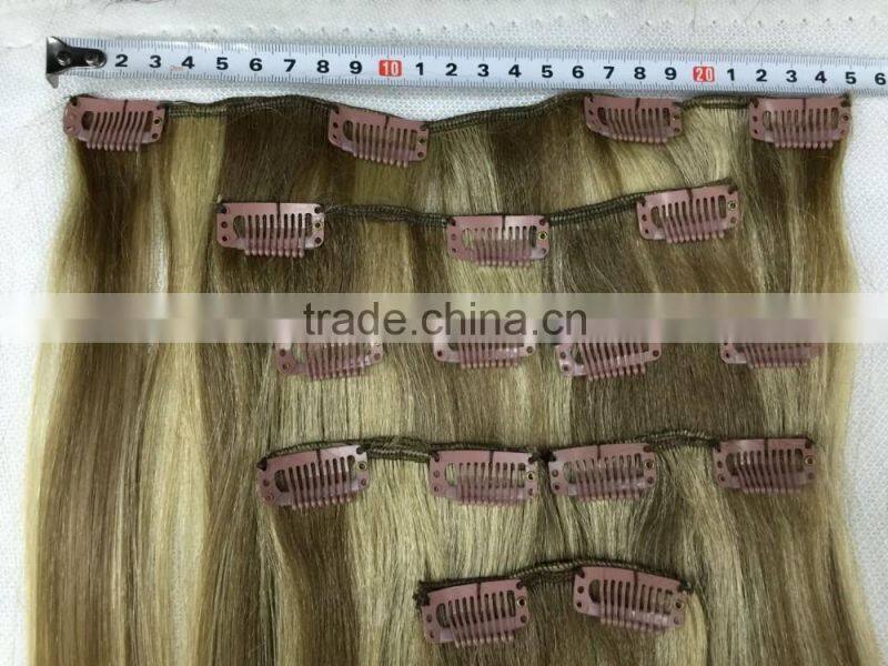 The Look Gold 22 Synthetic hair weave with clips,7pcs clips on 18" weave,17clips/100g/pcs ,color P18-22