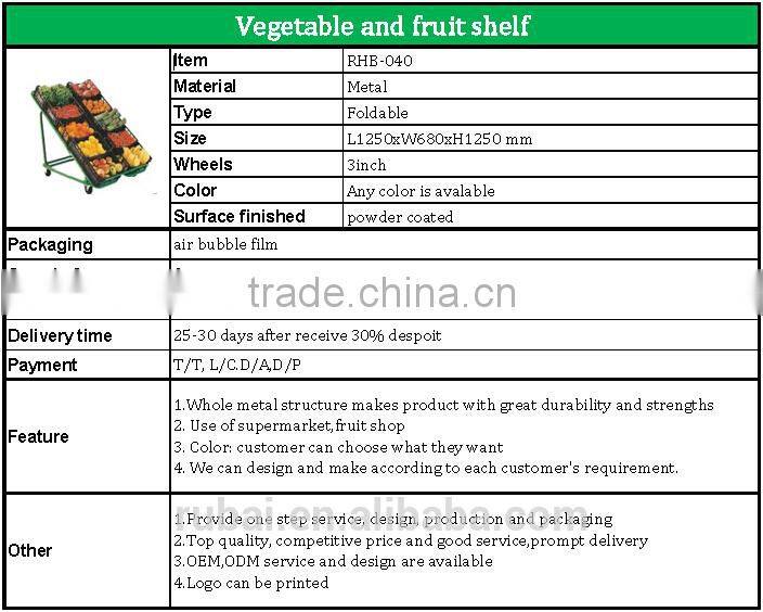Steel fruit and vegetable display shelf