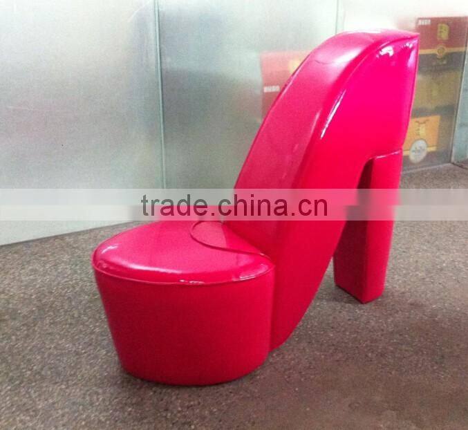 Fashion Pu red color High Heel Shoe Chair Diva shoe chair fun furniture ,high heel storage shoe chair