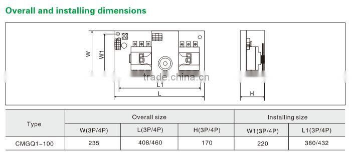 2016 New high quality Double Power Automatic Transfer Switch ATS CMGQ1-100