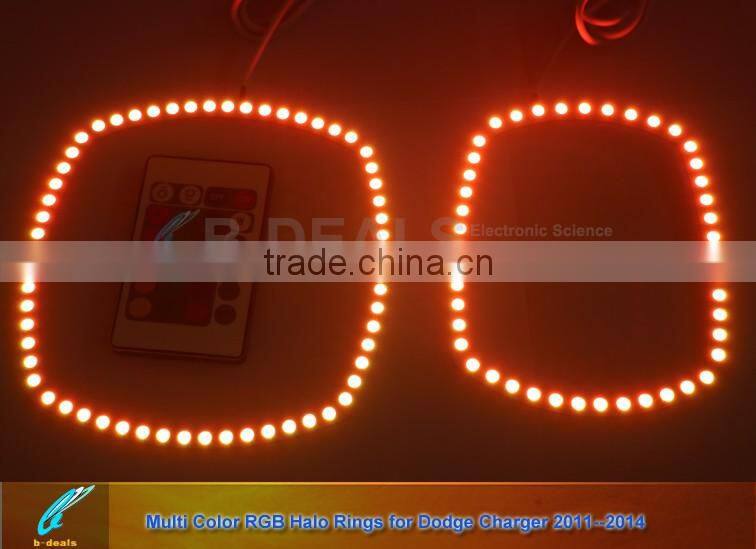 RGB Multi-Color LED Angel Eyes Halo Rings Kit For 2011-2014 Dodge Charger with Remote