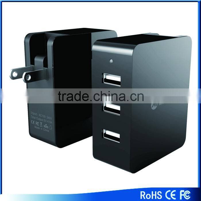 2016 qualcomm certified quick charge 2.0 wall charger 3 usb ports 5v 4.5a for mobile devices