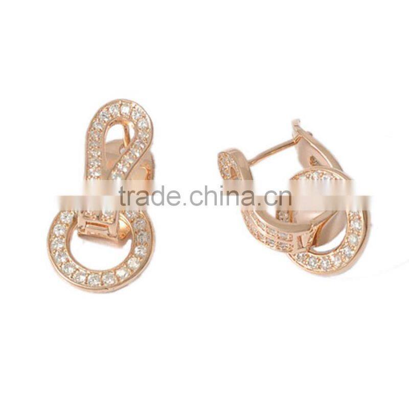 Earring, Fashion Gold Jewelry Square Crystal Zircon Setting Post Brass Earring, Earring Jewelry Wholesale P9581