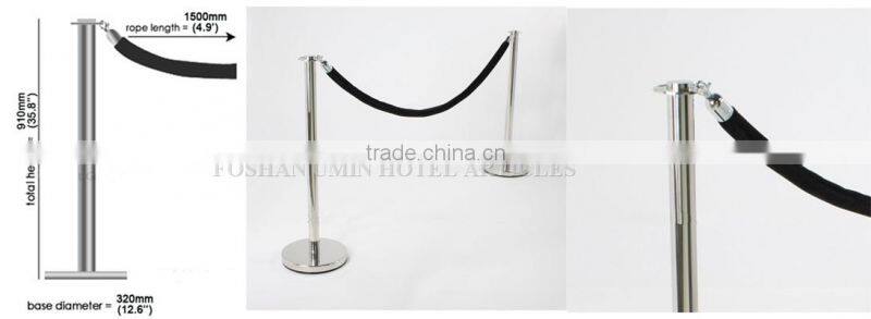 Polished Rope Barrier Stand Stanchion