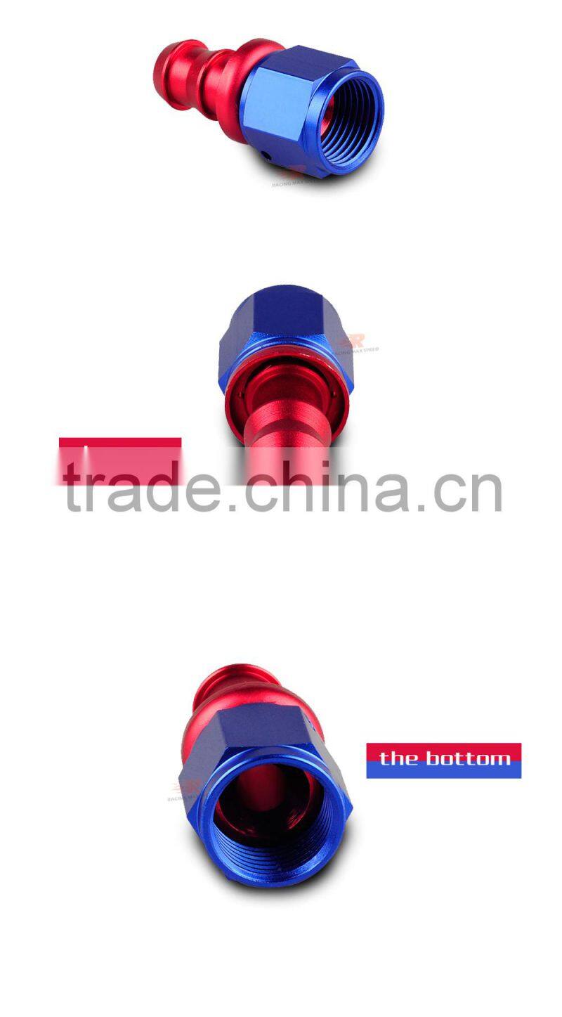Aluminum oil cooler hose fitting Straight push on fitting hose end blue and red 10-001-12