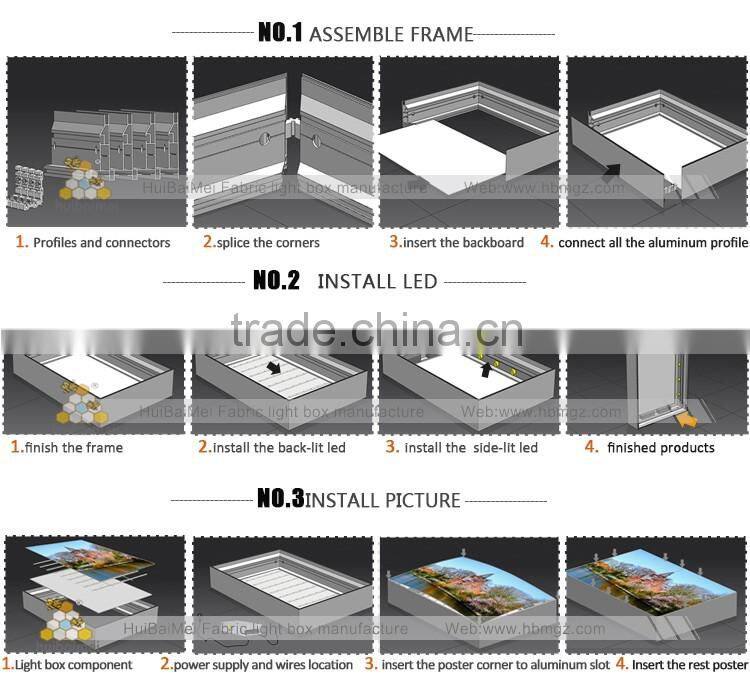 Backlit Trade Show Displays LED Advertising Frameless Light Box