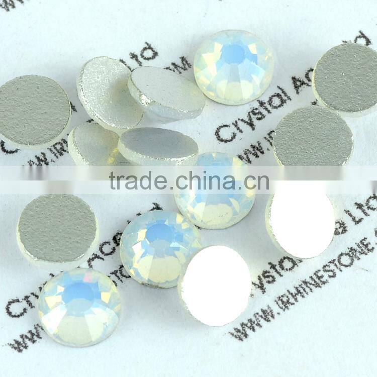 China white opal flat back crystal rhinestone non hot fix for wholesale