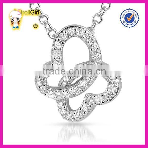 Top silver seahorse metal pendant necklace jewelry with CZ stone