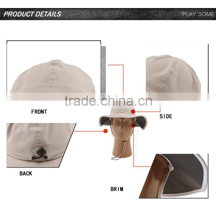 Wholesale fishing used custom made big brim white cotton bucket hat