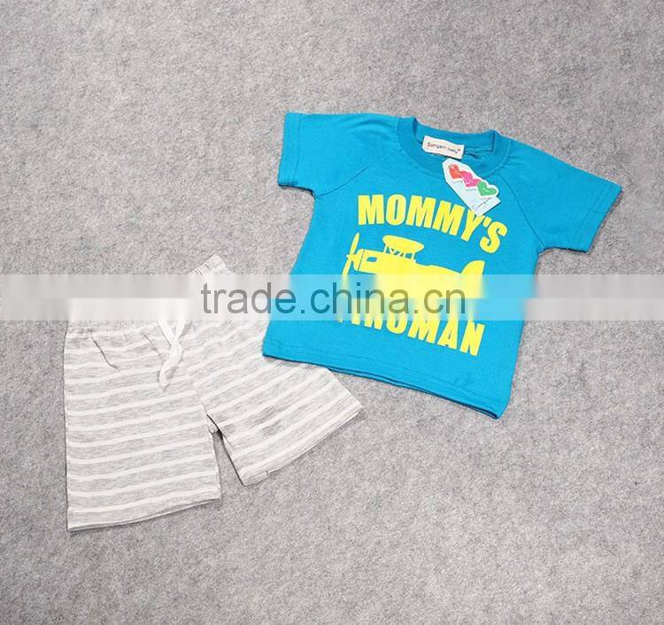 2016 Factory new fashion casual child clothes for 2 pieces summer baby boy clothing set wholesale kids clothes (ulik-SC078)