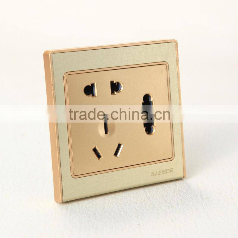 2015 hot 1 gang 1 way switch and 5 hole socket the modern European style switch socket are used together
