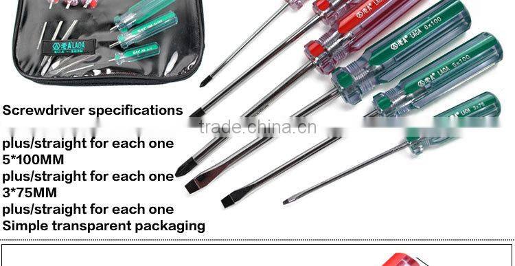 6pcs colorful transparent handle screwdriver set crossed and slotted screwdriver