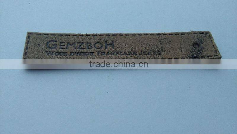 custom good quality leather embossing patch for clothing