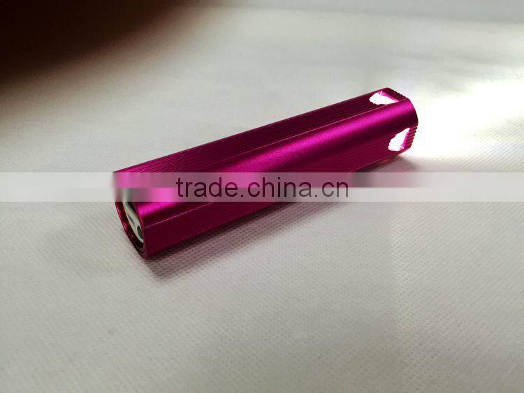 alluminium alloy cylinder external battery backup flashlight New style power bank 2000 2200 2600mah for iphone6
