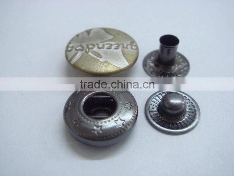 17mm metal brass garment women snap butterfly button