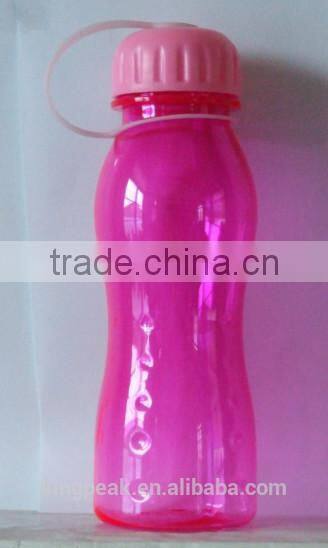 600ml Promotional Customized BPA Free Plastic Sports Water Bottle /Plastic drinking water bottle pink color